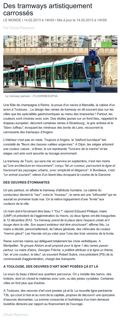 Des tramways artistiquement carrosses Des tramways artistiquement carrosses